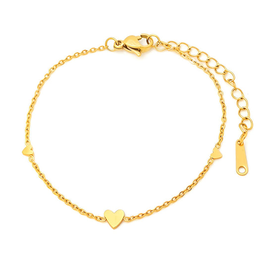 18K gold plated Stainless steel  Hearts bracelet, Intensity