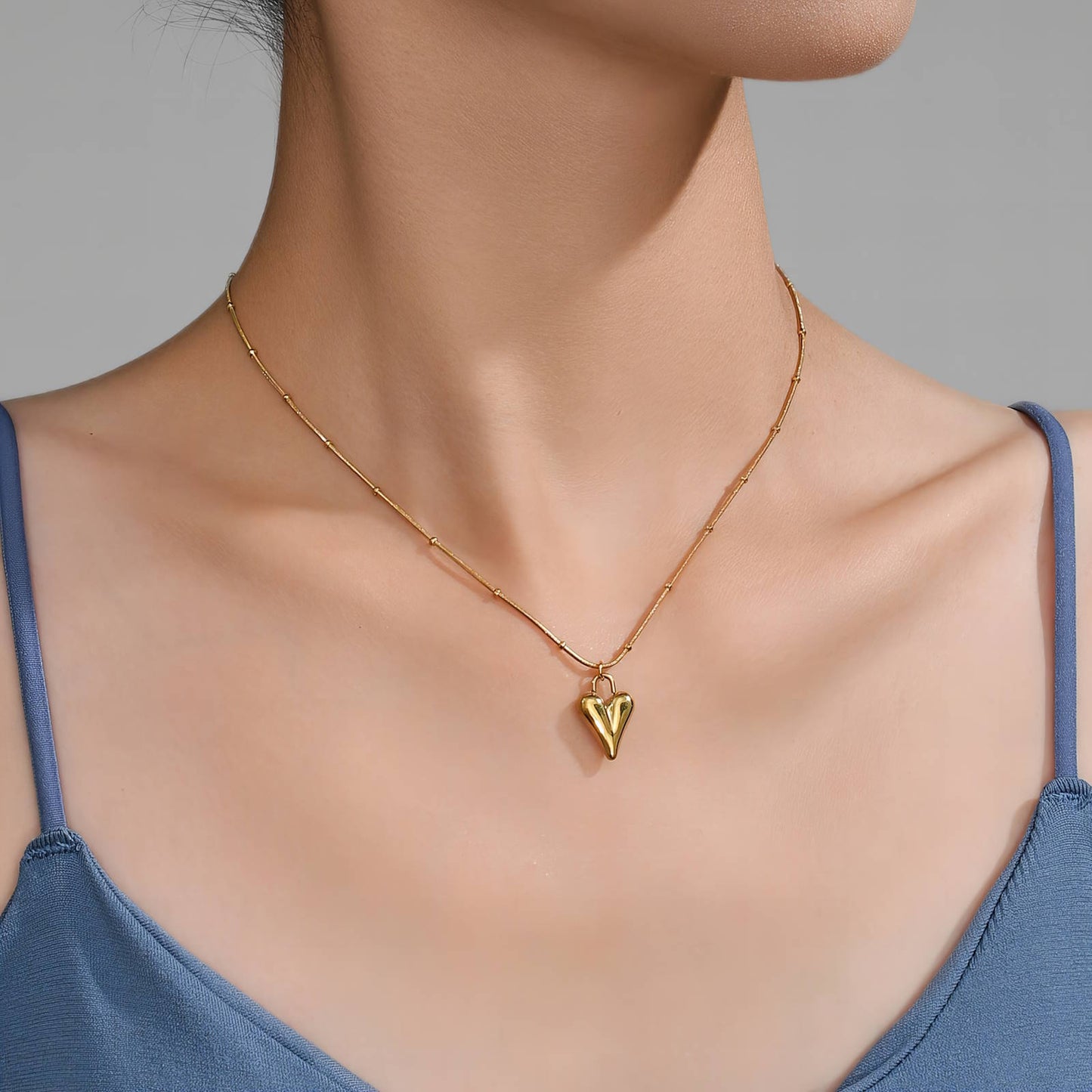 18K gold plated Stainless steel  Hearts necklace, Intensity