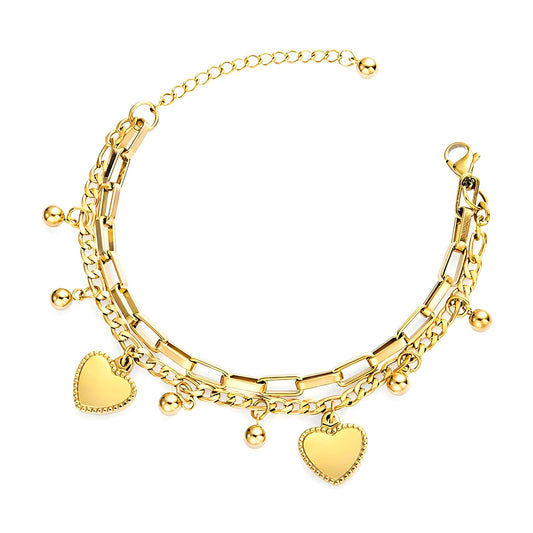 18K gold plated Stainless steel  Hearts bracelet, Intensity