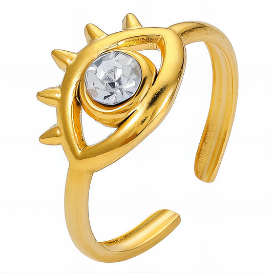 18K gold plated Stainless steel  Evil Eyes finger ring, Intensity