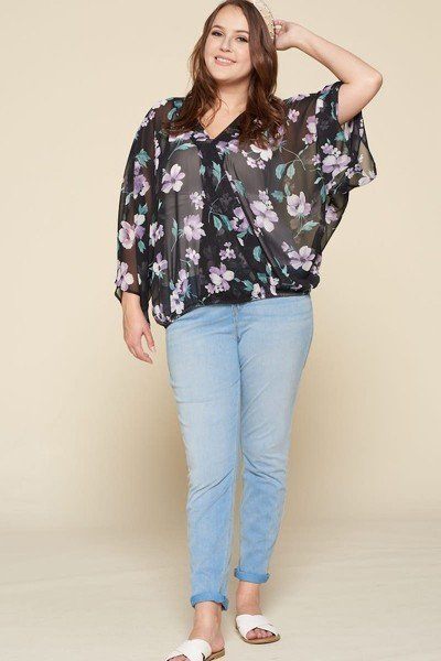 Bloemen blouse grote maten