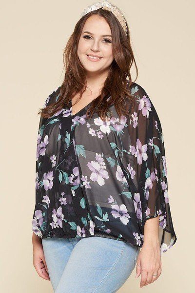 Bloemen blouse grote maten