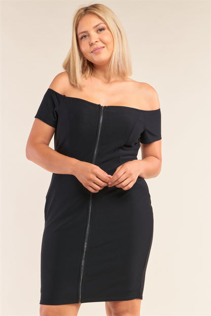 off-the-shoulder jurk met ritssluiting grote maten