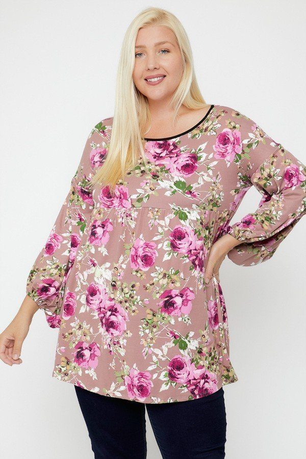 Tuniek met bloemen grote maten