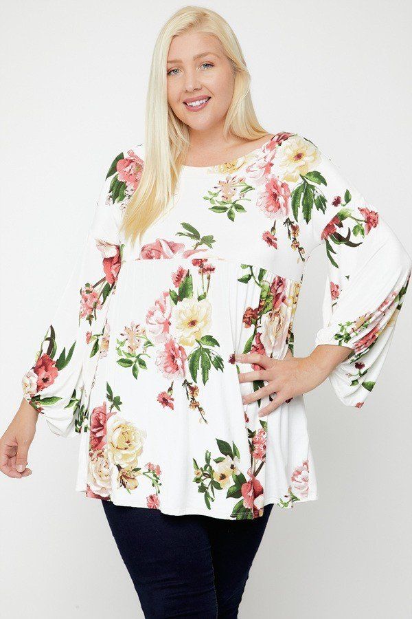 Tuniek met bloemen grote maten