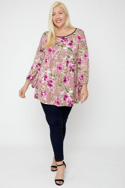 Tuniek met bloemen grote maten