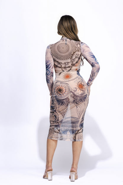 Jurk met tattoo bodyprint