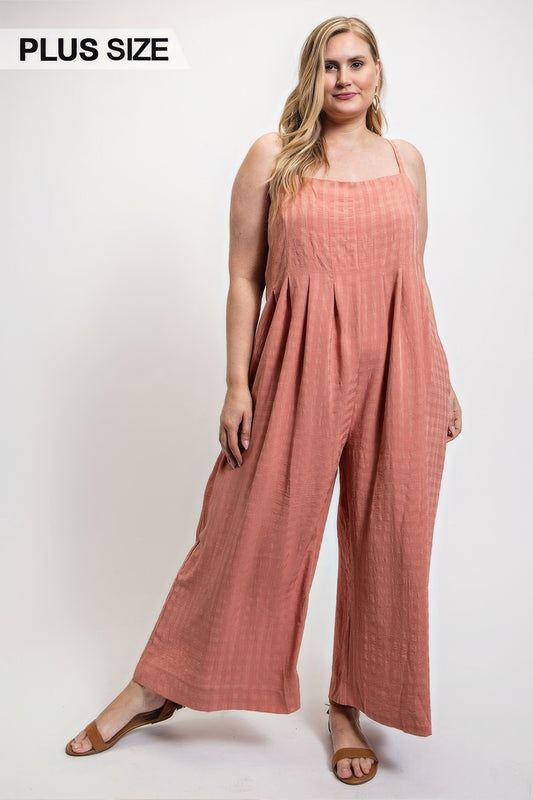 jumpsuit grote maten geweven mouwloze jumpsuit met zijknoop