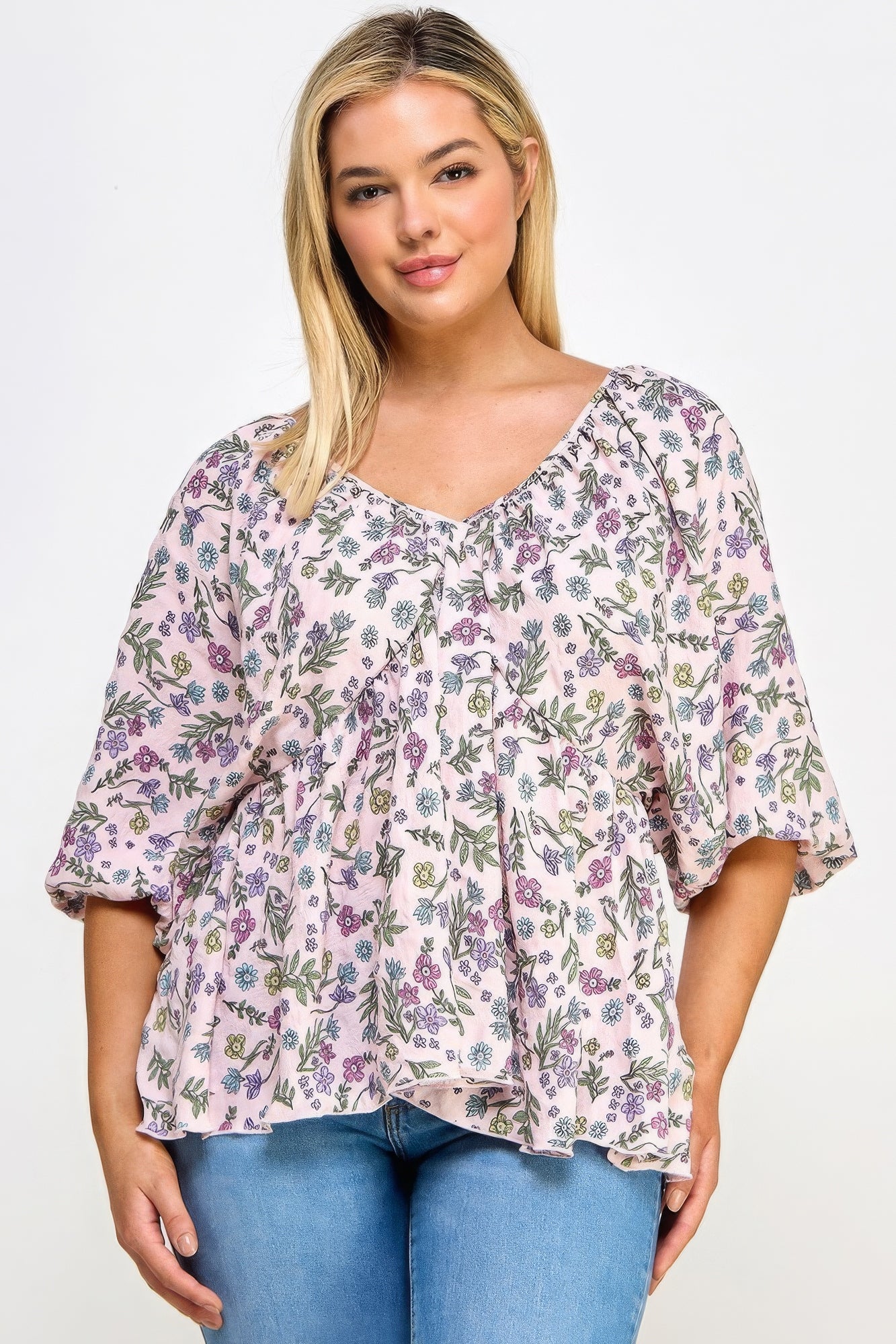 Blouse grote maten met bloemen