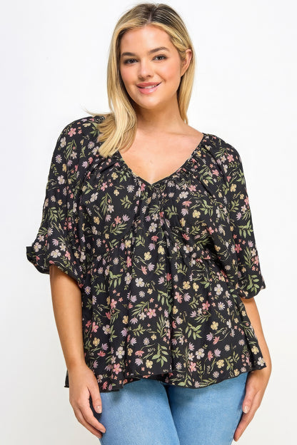 Blouse grote maten met bloemen