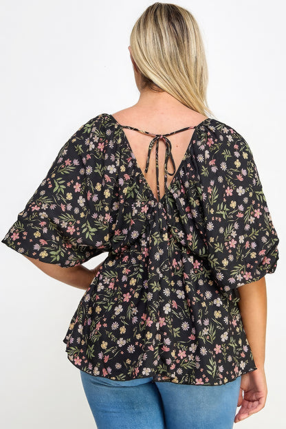 Blouse grote maten met bloemen