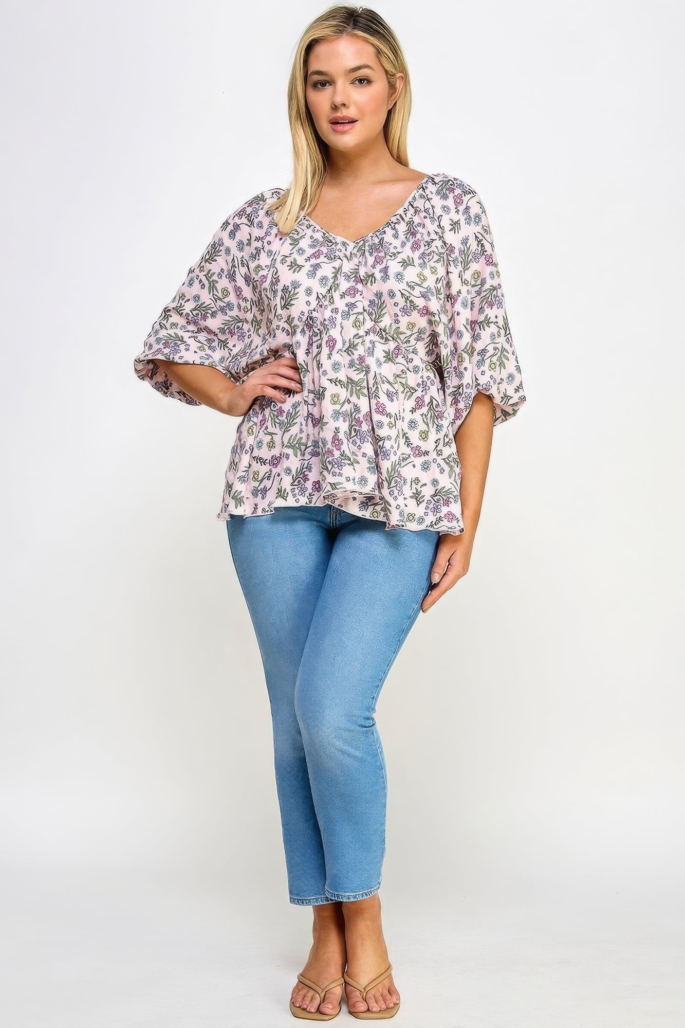 Blouse grote maten met bloemen