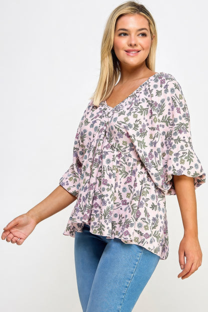 Blouse grote maten met bloemen