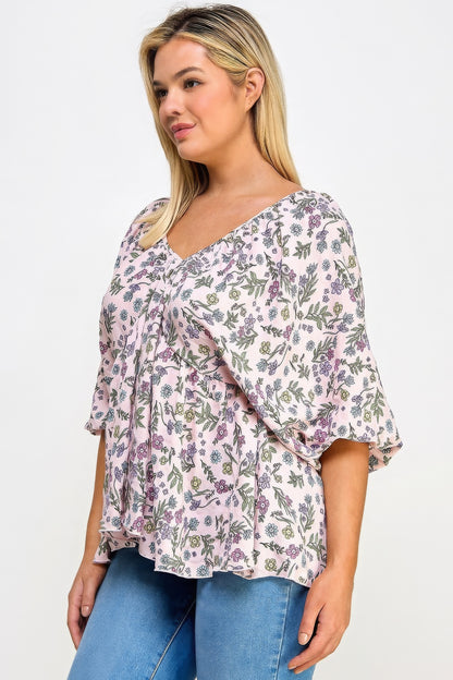 Blouse grote maten met bloemen