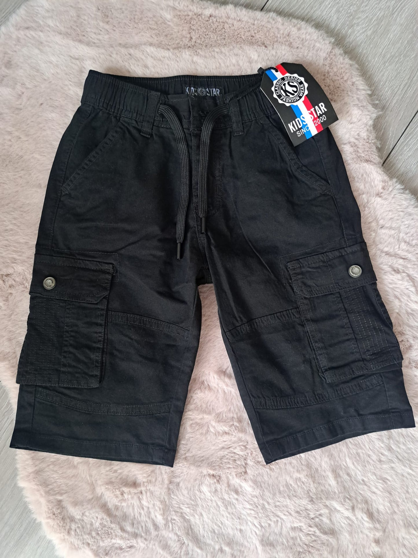 Cargo jongens broek in zwart of crème