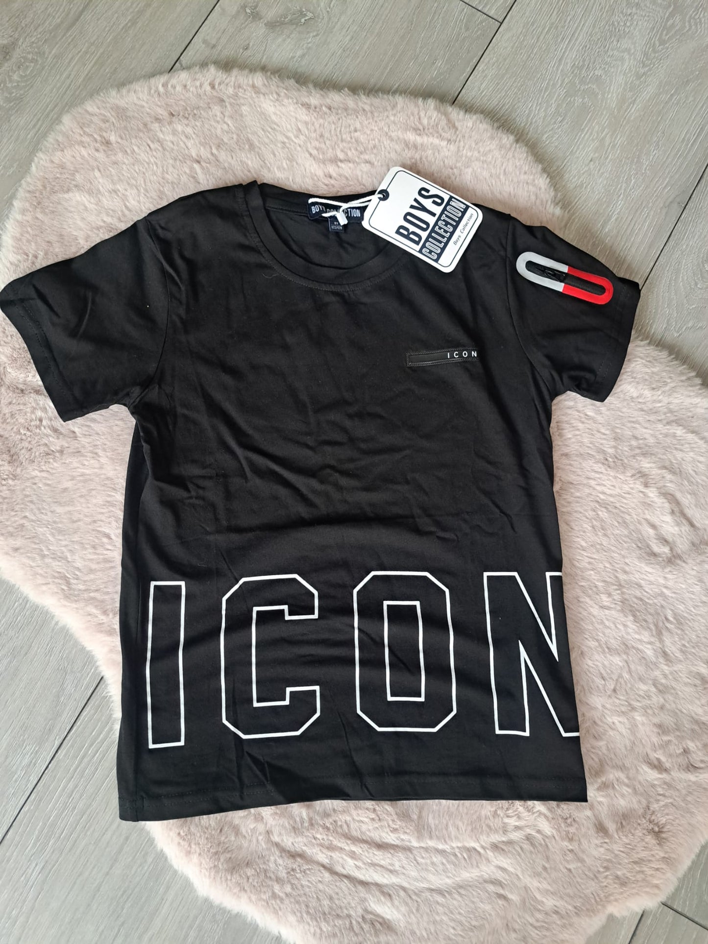 Icon jongens t-shirt in wit, grijs en zwart